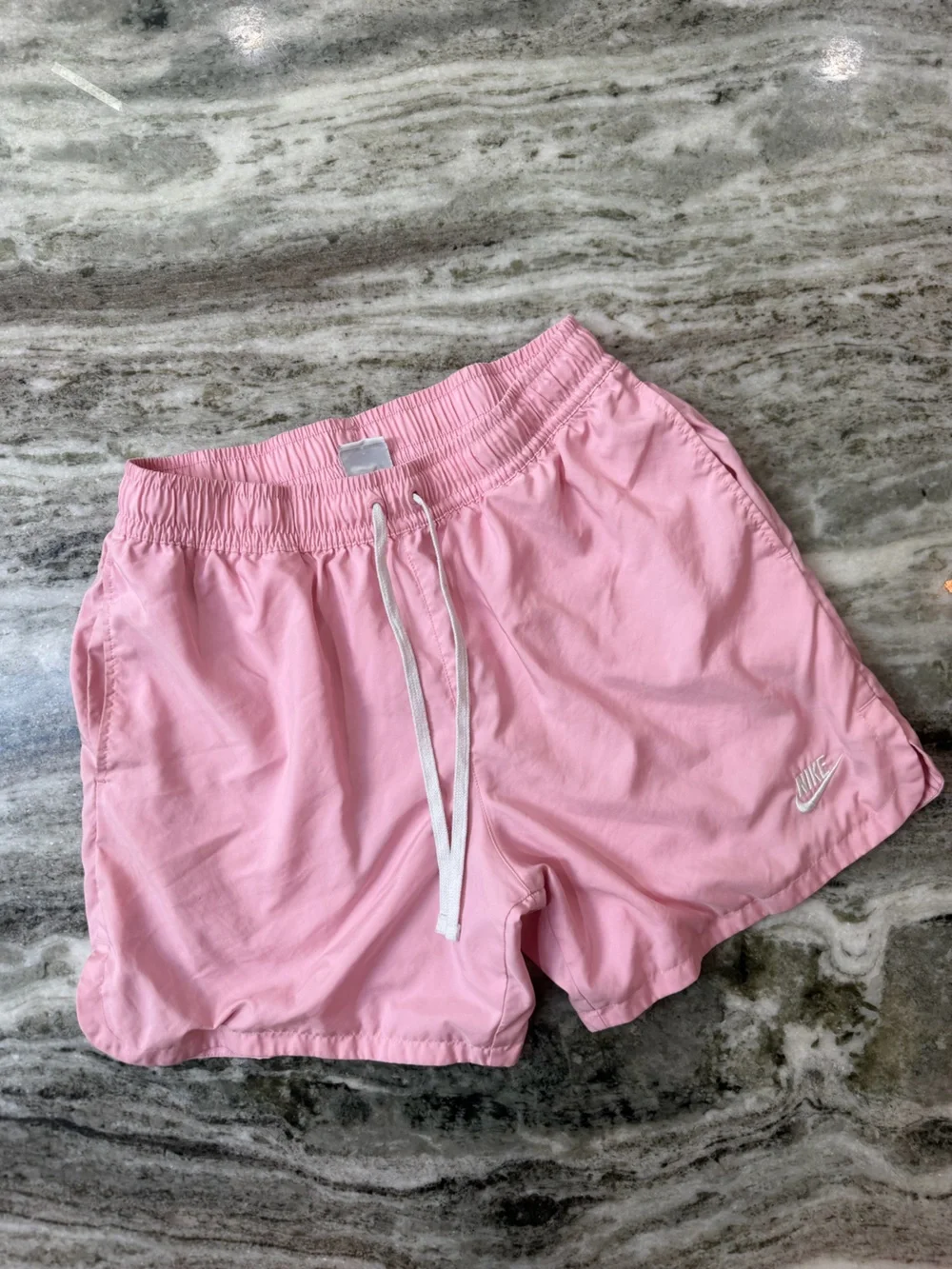 Nike Men’s Light Pink Athletic Swim Shorts with White Drawstring
